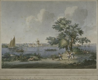 View of Figures transporting vegetables along the bank of the River Thames by John the Elder Cleveley